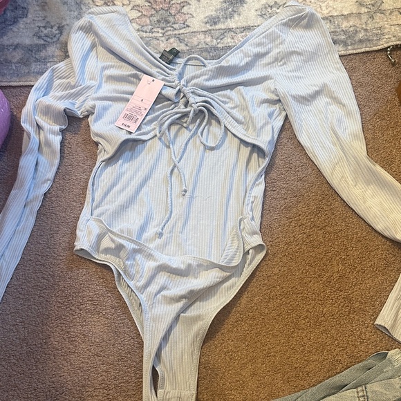 Target Light Blue Ribbed Bodysuit - Picture 2 of 4